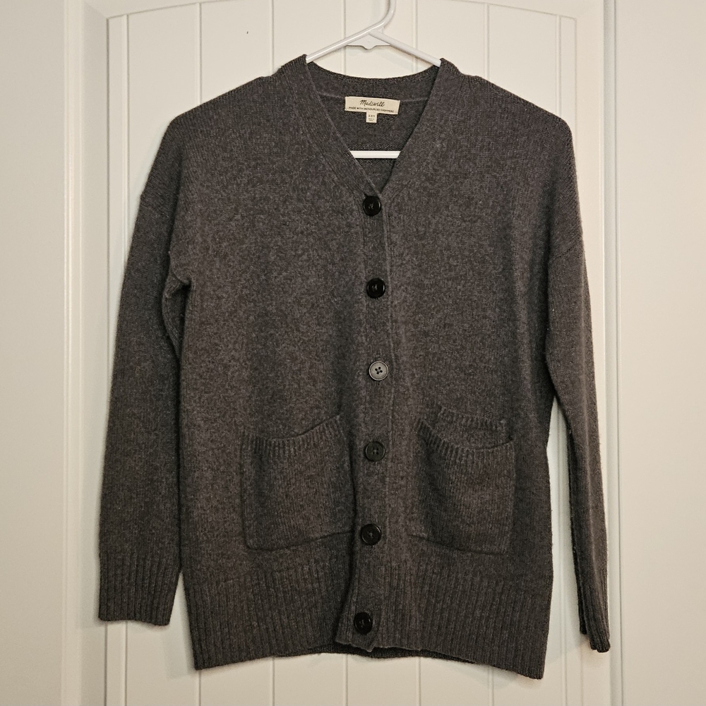 Madewell Cashmere Blend Preppy Collegiate Classic Minimal Cardigan